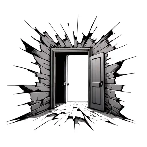 inside a dark room the door cracks open allowing light in tattoo design idea