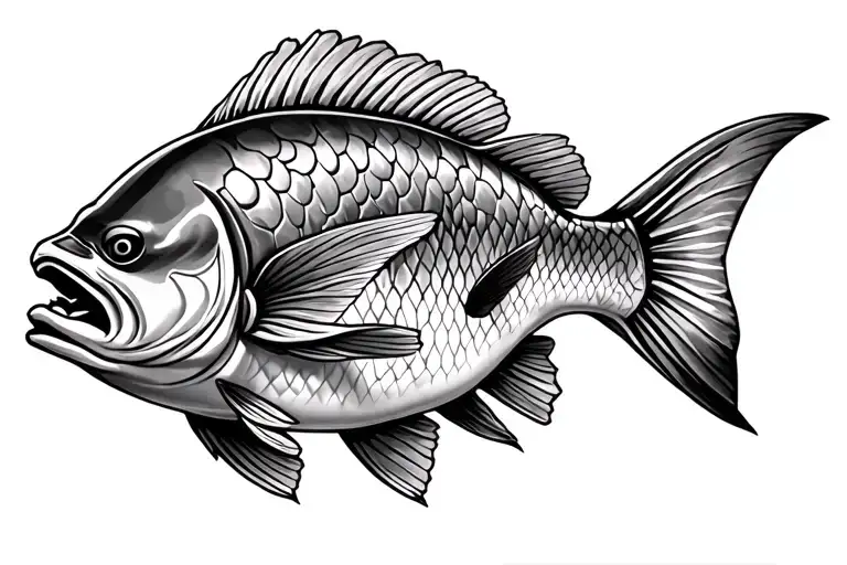 Barramundi RIP BUDDHA tattoo design idea