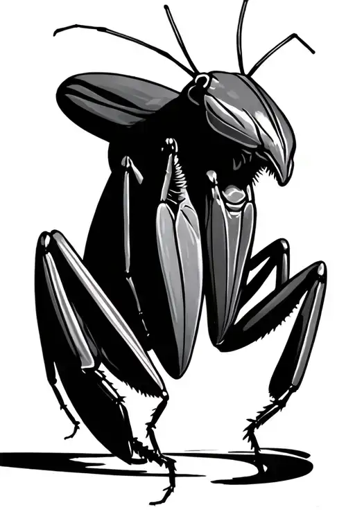 2d pray mantis tattoo design idea