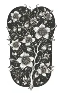 May, August, October, November, February birth flowers growing from tree branches  tattoo design idea