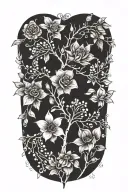 May, August, October, November, February birth flowers growing from tree branches  tattoo design idea