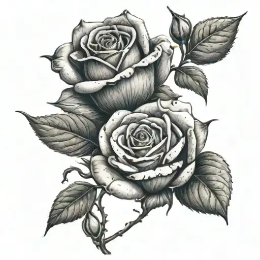 two open rosebuds tied together without stems tied together tattoo design idea