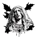 Virgin Mary crying blood tattoo design idea