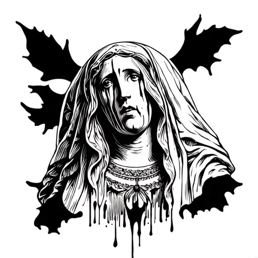 Virgin Mary crying blood tattoo design idea