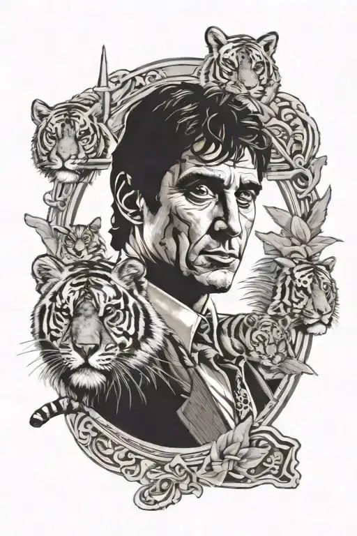 Tony Montana, scarface, Tiger, Godfather, omerta, Miami, dolla tattoo design idea