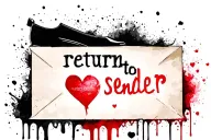 "Return to sender" add' shoe print"evolope with brokenheart inside that is  crumpled wrinkley dirty love not welcome unrequited love  tattoo design idea