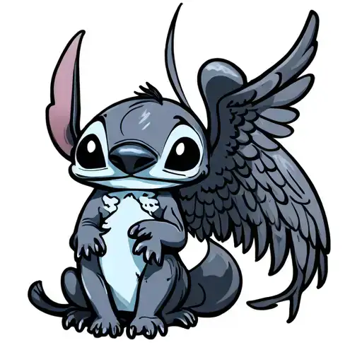 Stitch And Angel tattoo design idea