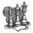queen chess piece tattoo design idea