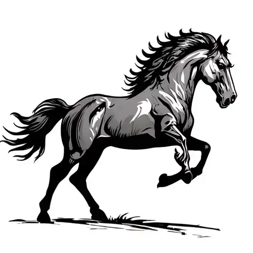 mustang horse head high  raising up verticaly high up scared or angry no clipping tattoo design idea