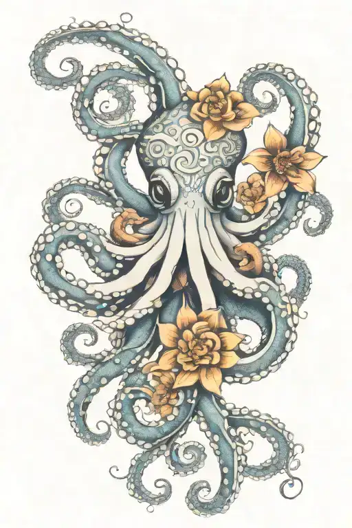 Octopus hugging flower mandala tattoo design idea