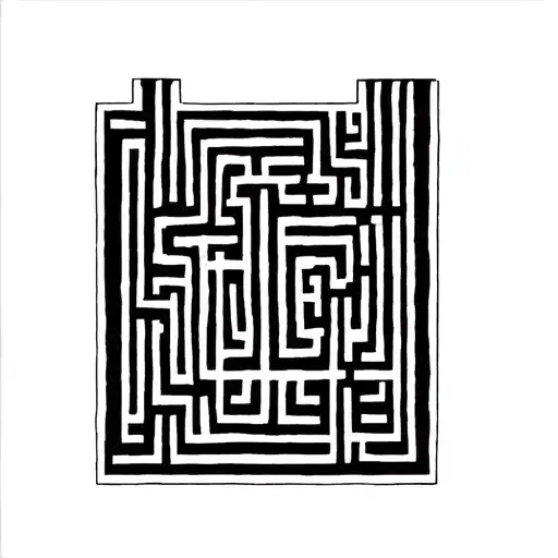 two think vertical stripes in labyrinth pattern tattoo design idea