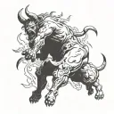 minotaur falling tattoo design idea