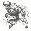 minotaur falling tattoo design idea