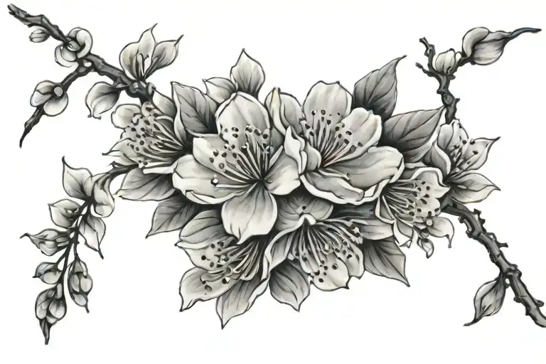 brenda fan surrounded by cherry blossoms tattoo design idea