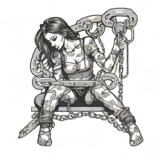 words basement girl incorporating chains whips restraints  tattoo design idea