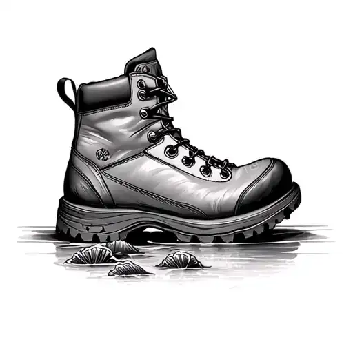 wave scallop shell at James cross and hiking boots tattoo design idea