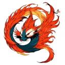 nine tailed fox traditional japanese style with visible nine tails  tattoo design idea