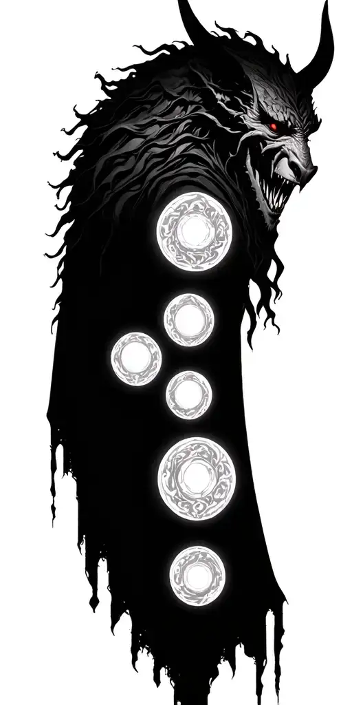 Dante 9 circles with a demon for each word  tattoo design idea