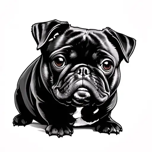 Black Pug tattoo design idea