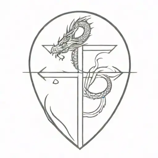 cross with dragon  tattoo design idea