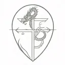 cross with dragon  tattoo design idea