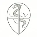 cross with dragon  tattoo design idea