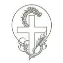 cross with dragon  tattoo design idea