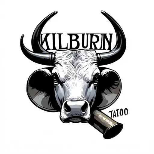 bullhorns with "KILBURN" on top tattoo design idea