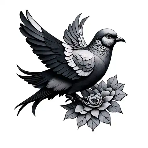 carved stone nordic dove tattoo design idea