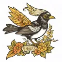 small size old school magpie tattoo design idea