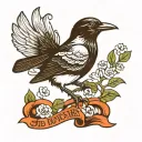 small size old school magpie tattoo design idea