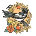 small size old school magpie tattoo design idea