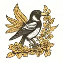 small size old school magpie tattoo design idea
