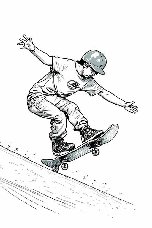 skateboarder performing a trick tattoo design idea