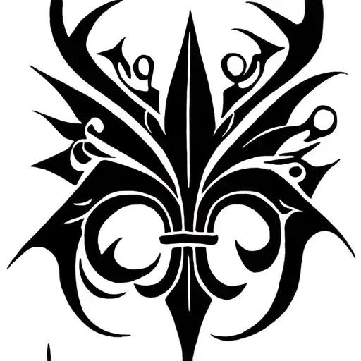 Fluer de lis surrounded by tribal patterns tattoo design idea