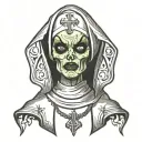 Spooky evil nun tattoo design idea