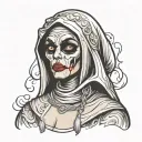 Spooky evil nun tattoo design idea
