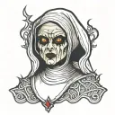 Spooky evil nun tattoo design idea