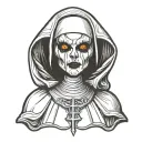 Spooky evil nun tattoo design idea