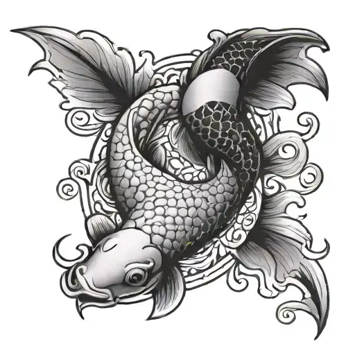 koi fish yin yang symbol tattoo design idea