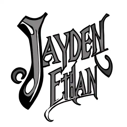 writte name ( Jayden Ethan ) chicano style tattoo tattoo design idea