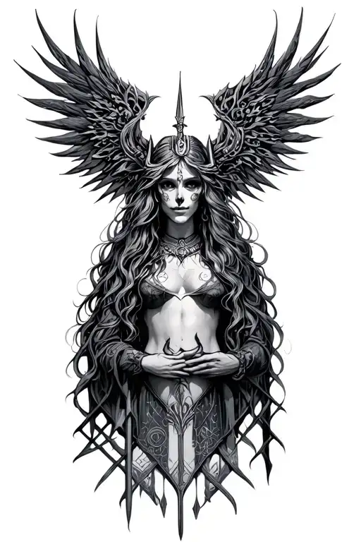 goddess hel nordic godess of death tattoo design idea