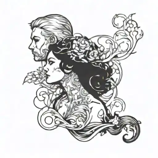 a couple tattoo. where it's Adam's rib being placed into Eve tattoo design idea