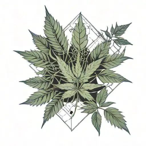 cannabis buds and leaves  tattoo design idea