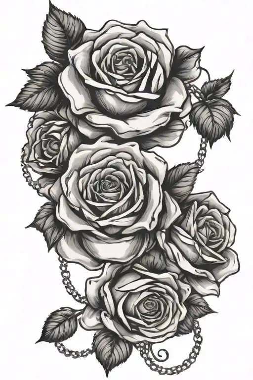 three roses with necklaces magnetic two tattoo design idea