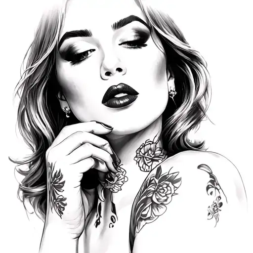 Rita with lips like kissed tattoo design idea