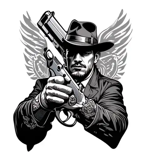 gangster holding gun sleeve tattoo tattoo design idea
