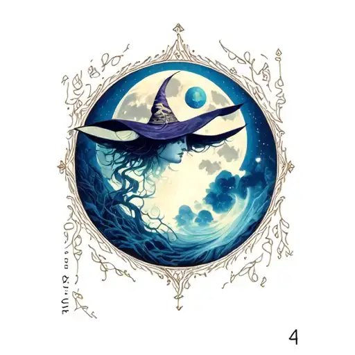 Witchy Moon Tarot tattoo design idea