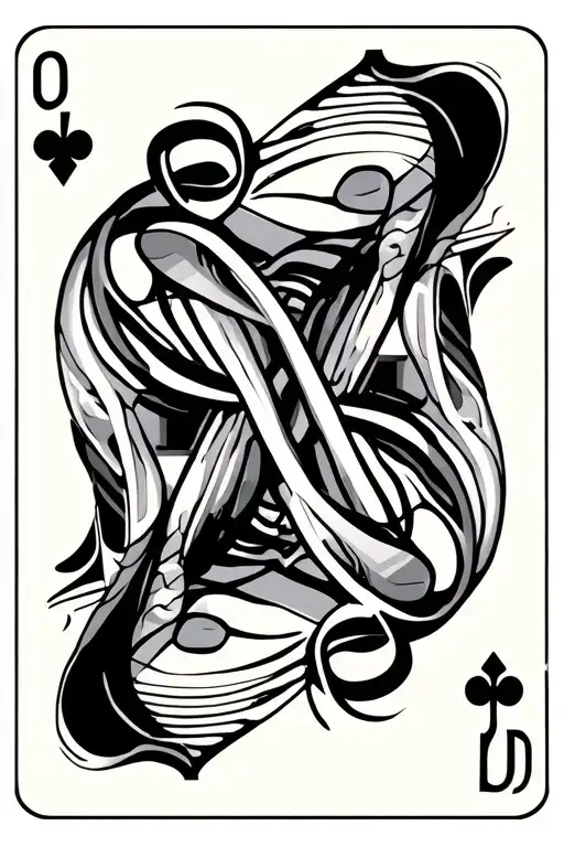 gambling card featuring musical notes intertwined infinity symbols tattoo design idea