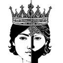 half face king half face queen symmetrical with crown tattoo design idea